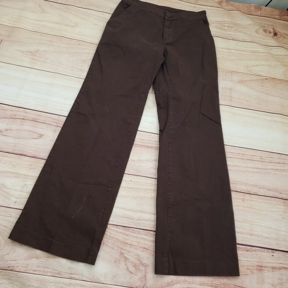 Brandy Melville J Galt Pants Women Small Brown Wide Leg High Rise Trousers 27x30 - Picture 2 of 11